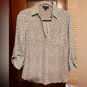 Patterned Button-Up Blouse
